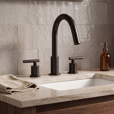 Waltz Widespread and Mounting / Installation Required -handle Bathroom Faucet with Drain Assembly