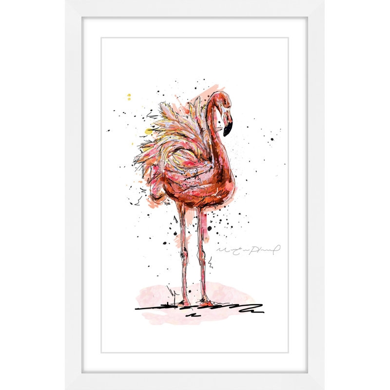 " Flamand " by Marie-Eve Pharand, 12" H x 8" W x 1.5" D, White Framed