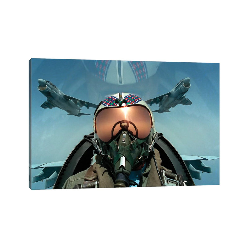 A Pilot Takes A Self Portrait From The Cockpit Of An A-7 Corsair II Aircraft by Stocktrek Images - Wrapped Canvas Print