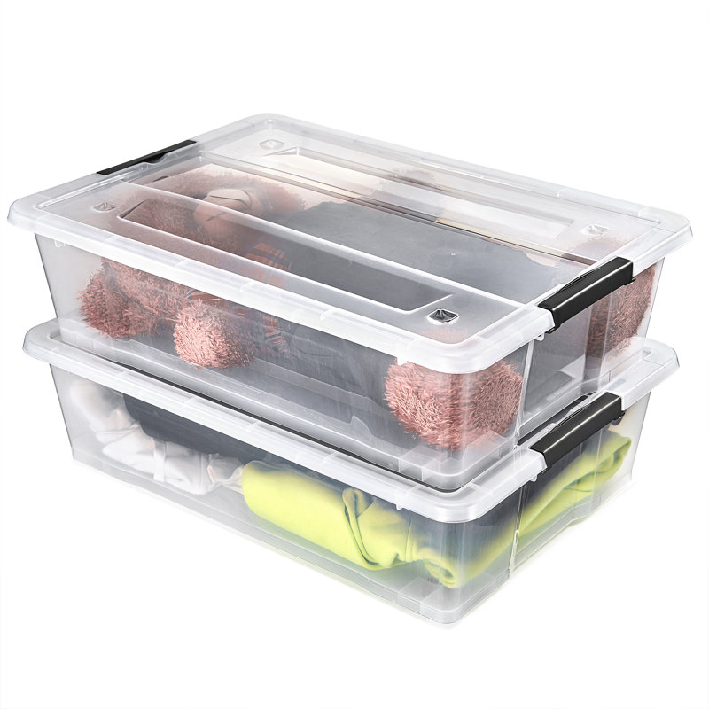 40qt Clear Underbed Stackable Storage Bins with Lids and Handles, 2-Pack