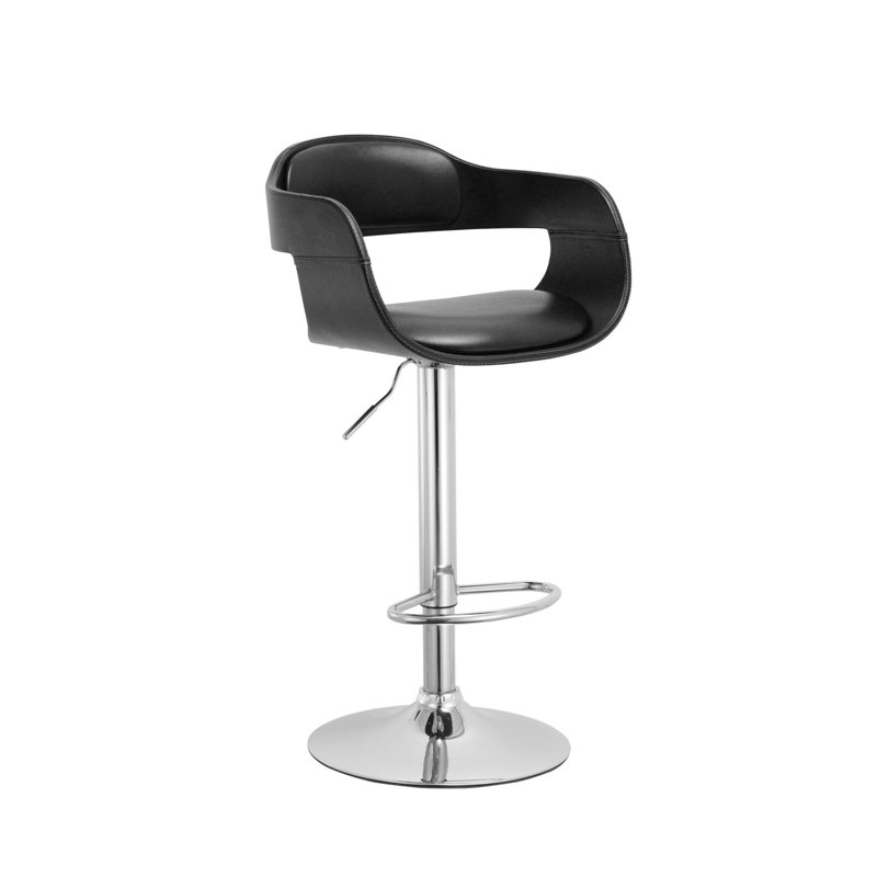 Iroh Swivel Upholstered Adjustable Height Counter Stool, Black