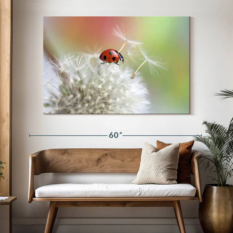 Harnek Ladybug On Dandelion, 34" H x 51" W