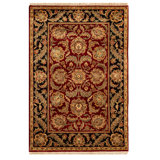 Hand-Knotted High-Quality Red and Black Area Rug