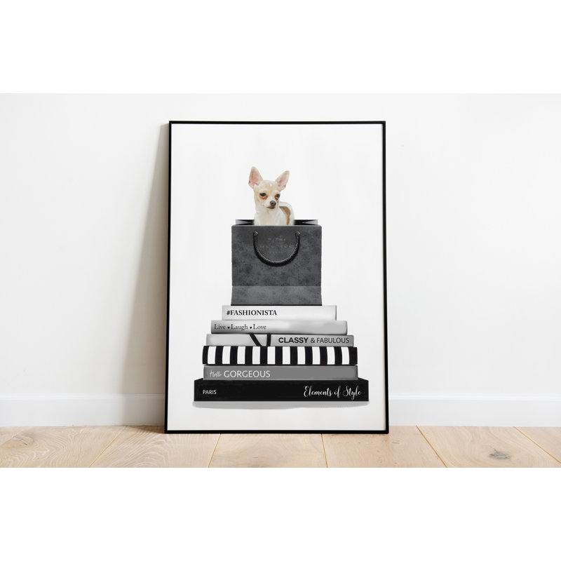 Chihuahua Dog Animal - Print, White, 91cm H x 61cm W x 2.5cm D