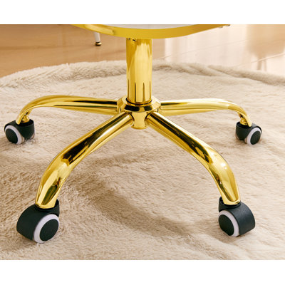 Fauteuil de bureau en velours pivotant avec dossier à bulles, fauteuil de coiffeuse mignon à hauteur réglable avec base dorée et roulettes pour la chambre à coucher et la salle de maquillage