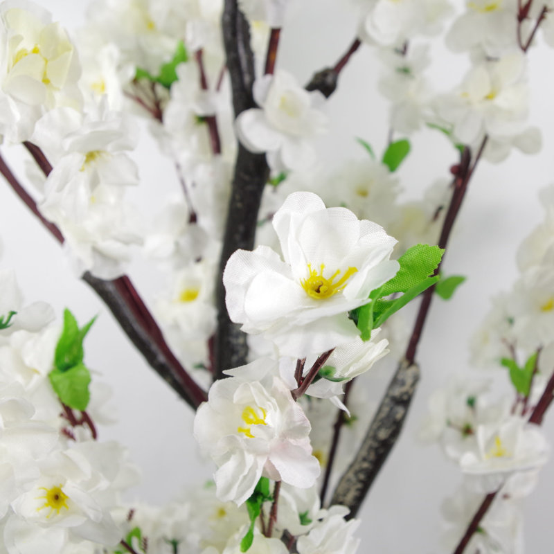120cm Faux Flowering Tree in Pot Liner, White