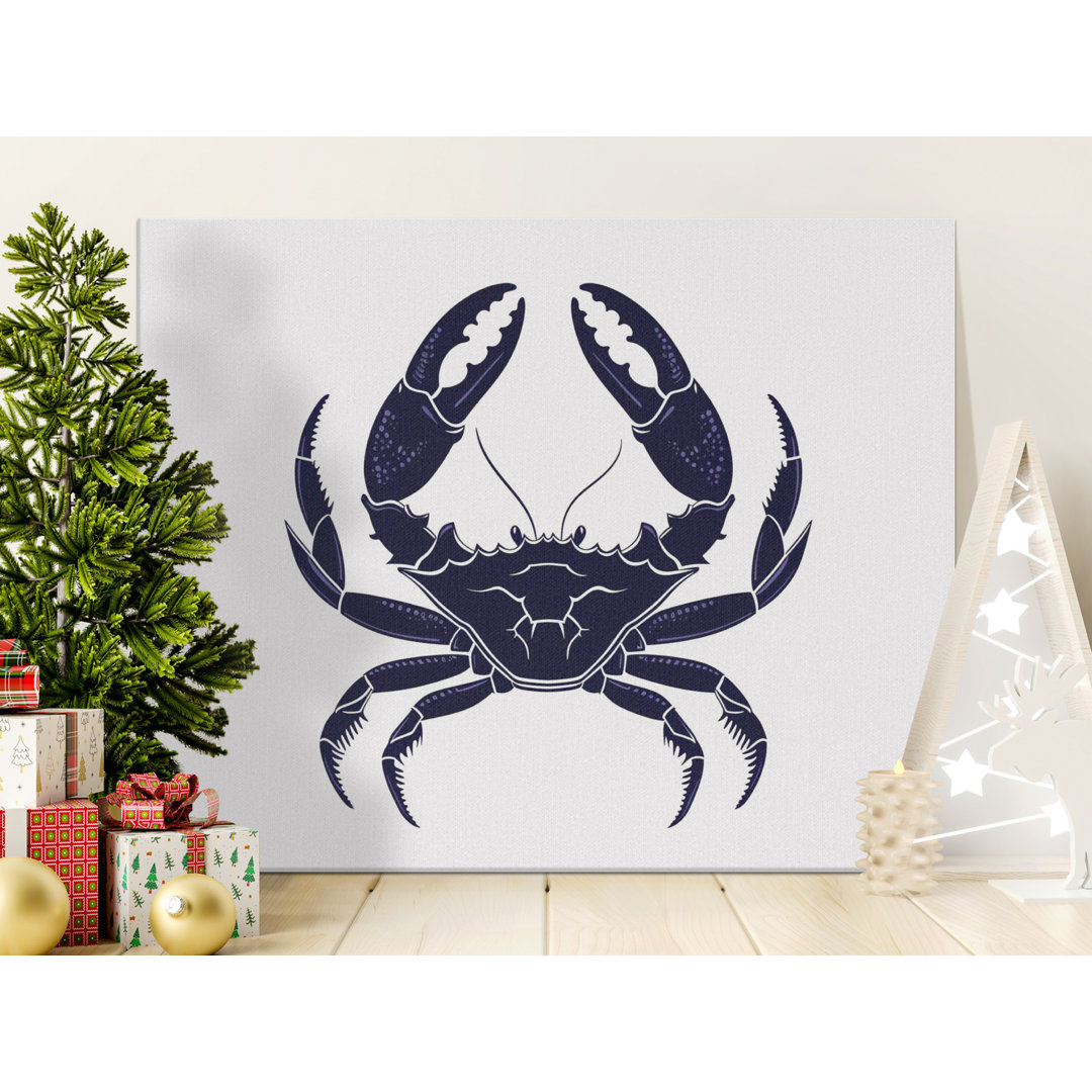 Dark Blue Crab Nautical Ocean Canvas
