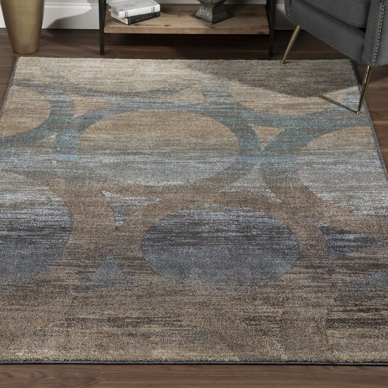 Tapis moderne géométrique moderne Wellington MODAOSWI41BR, Rectangle 9 pi 6 po x 13 pi 2 po