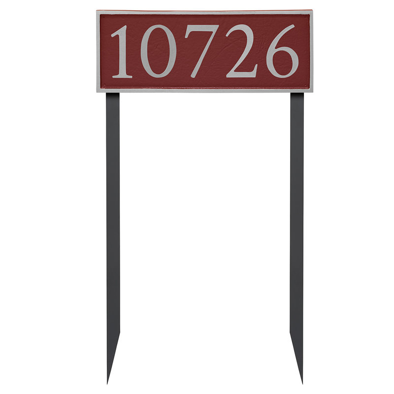 Enseigne d’adresse pour gazon à 1 ligne serif, Cuivre, Oui, Rouge