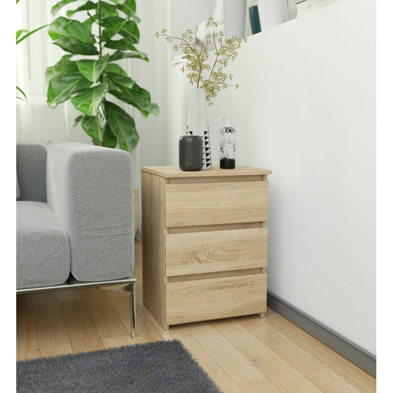 Romail 40cm W Particle Board Bedside Table, Natural
