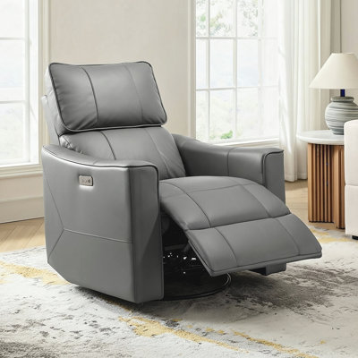 Fauteuil inclinable électrique en cuir véritable de 31,7 po de largeur avec pivot et fauteuil Inniss