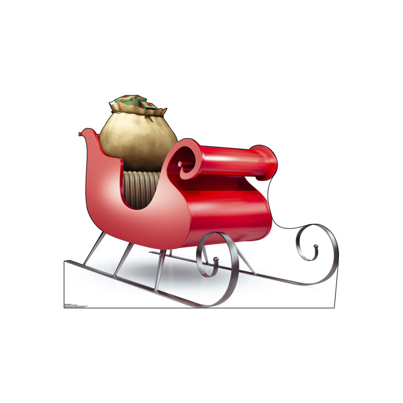 45'' Red Cardboard Santa's Sleigh Standup Decor