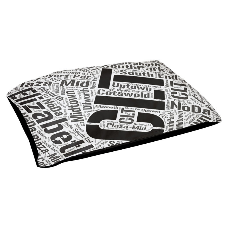 Coussin de chien « districts », Très grand (H 17 po x l 50 po x P 40 po), Noir, Charlotte