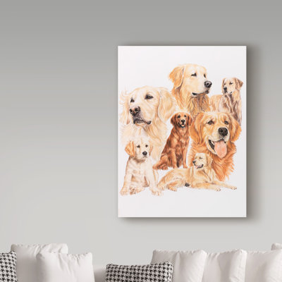 Adelphi «Golden Retriever Collage», reproduction de peinture à l'huile sur toile tendue
