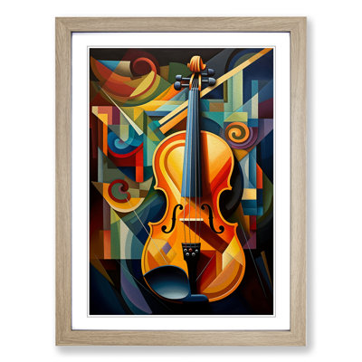 Violin Cubism Art - Framed Print