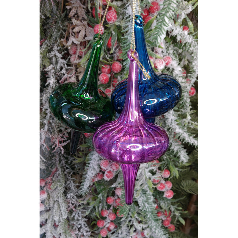 Ornement en verre vert foncé F07M10-11, Vert