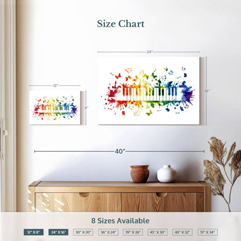 Abarca Rainbow Piano, H 16 po x l 24 po