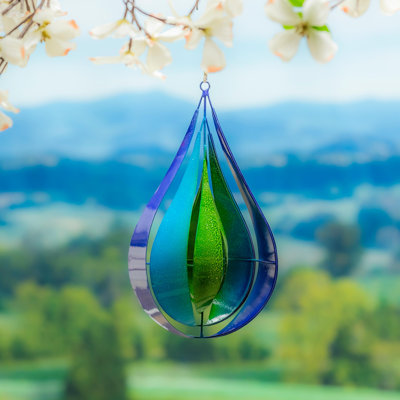 Tourbillon de vent vert et bleu en métal, 16 po