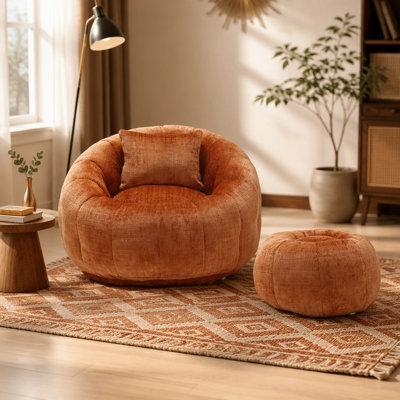 Fauteuils à billes modernes, fauteuil rond confortable pour adultes avec repose-pieds, fauteuil de lecture simple avec coussin pour salon, chambre à coucher, appartement