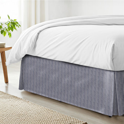 Walker Stripe Indigo/Ivory Cotton Bedskirt