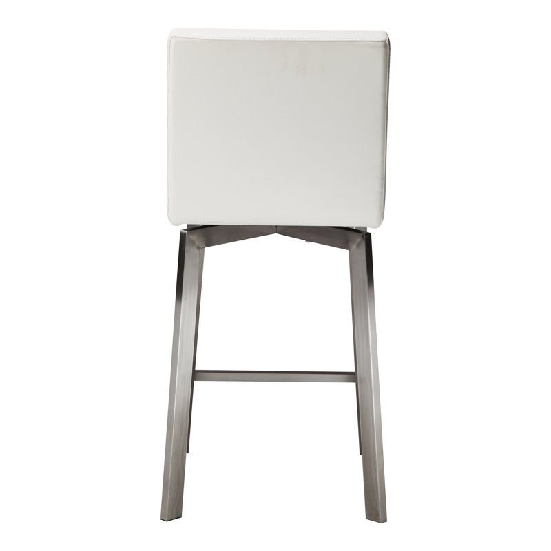 Giro 26" Swivel Bar Stool with Cushion, White, Counter Stool (26" Seat Height)