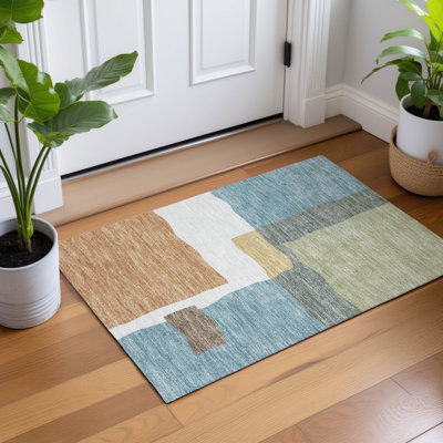 Machine Washable Indoor/Outdoor Chantille ACN2400 Abstract Rug