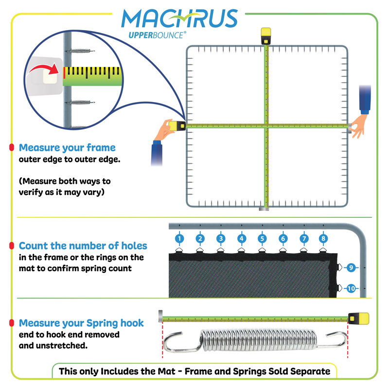 Machrus Upper Bounce Trampoline Replacement Mat Compatible with 13X13 ft Square Frame & 7.5" Springs