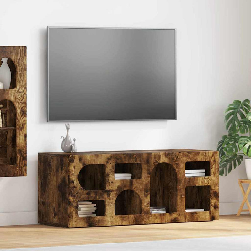 Unfinished TV Stand, Smoked Oak, 40cm H x 100cm L x 35cm W