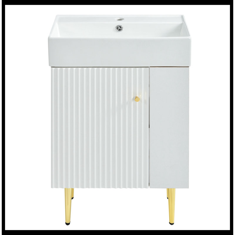 Meuble-lavabo sur pied simple avec plateau en céramique 21,60 po Juliana