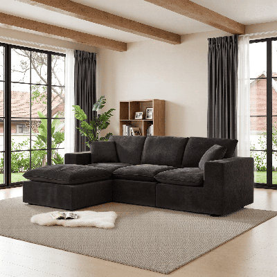 108" Modern 4-Seater Chenille Cloud Sofa, Modular Combination for Living Room & Apartment