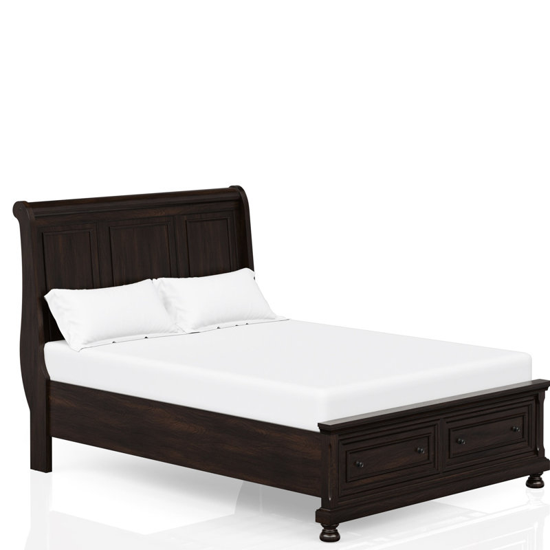 Lit moderne, lit de rangement luxueux en cerisier foncé pour un repos optimal