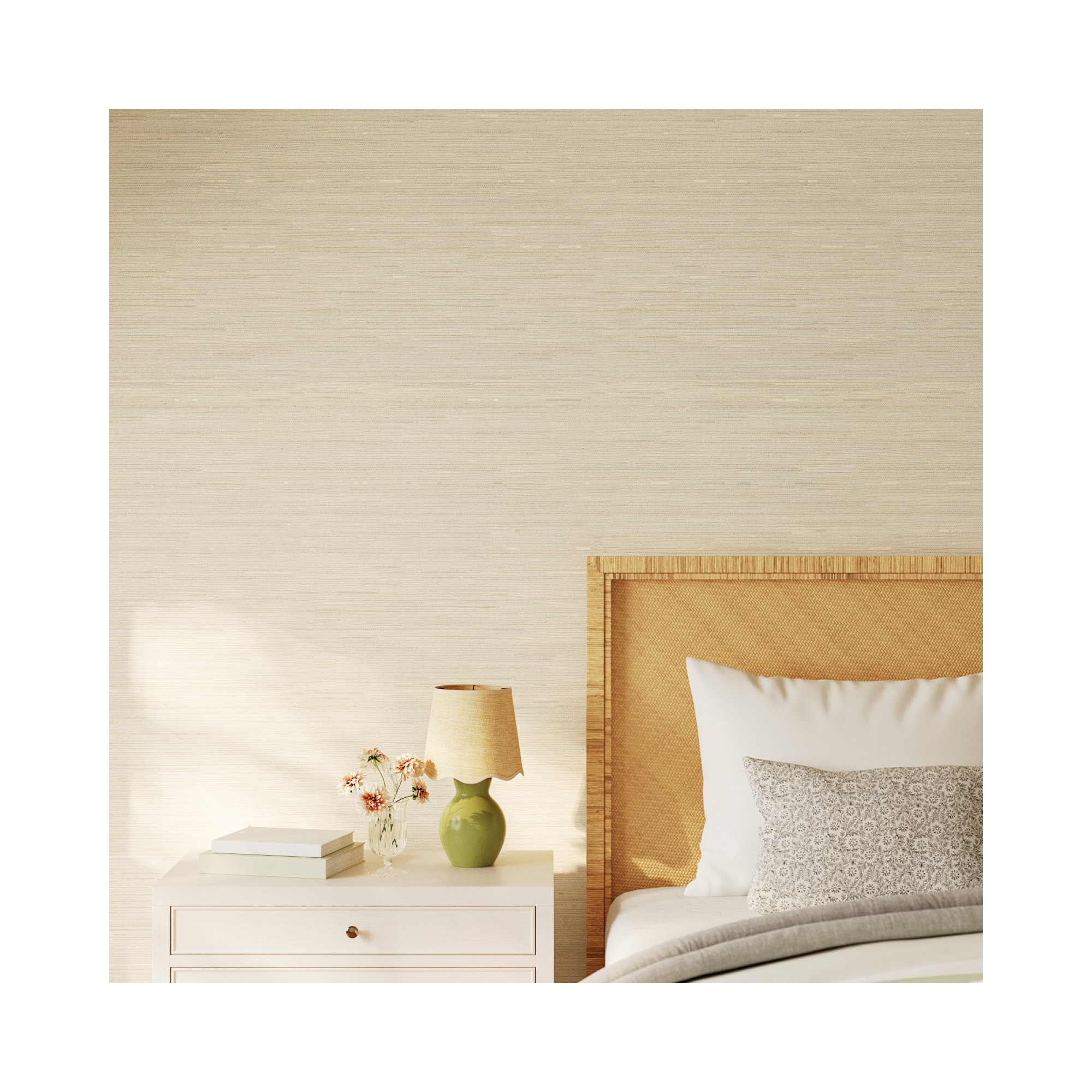 Kent Grass Cloth Wallpaper, Cream