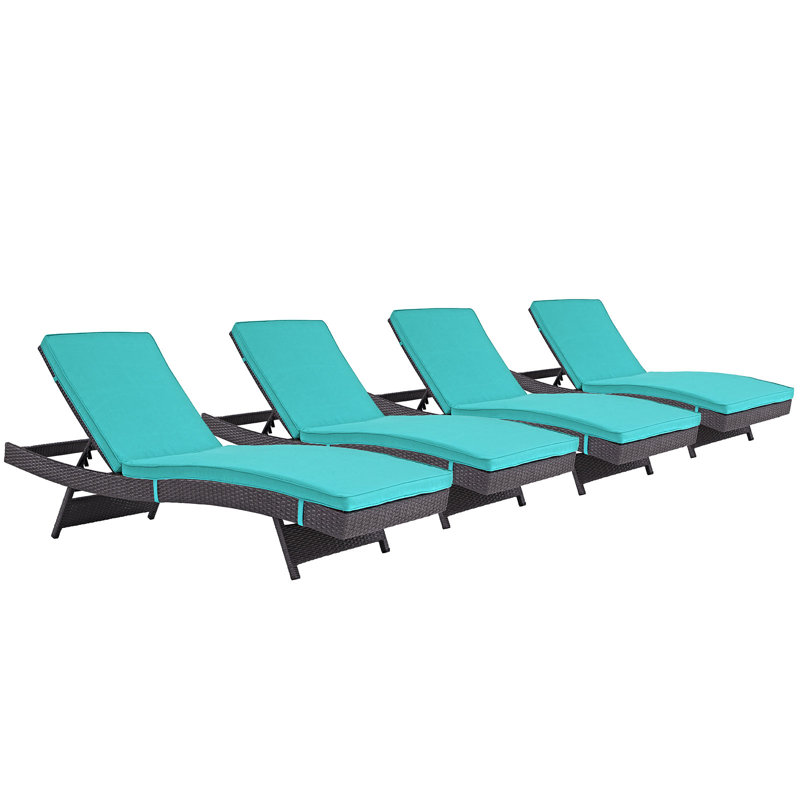 Chaises longues d'extérieur Convene en osier et rotin espresso par Modway, Turquoise