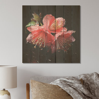 Fuchsia rose et noire - Fuchsia sur bois