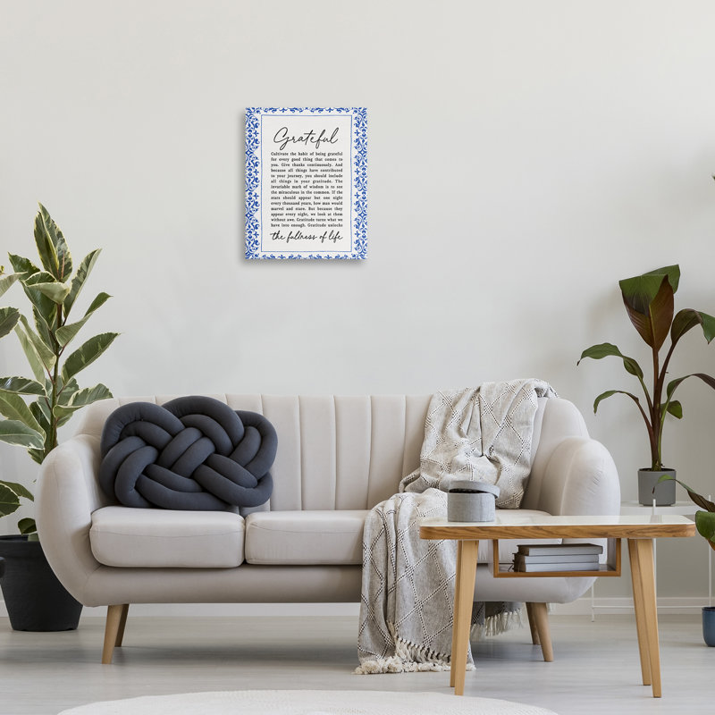 «Gratitude Unlocks Fullness Of Life», design par Lettré et doublé, H 20 po x l 16 po
