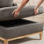 Chaise longue en tissu velours Searle Pierre-130033868