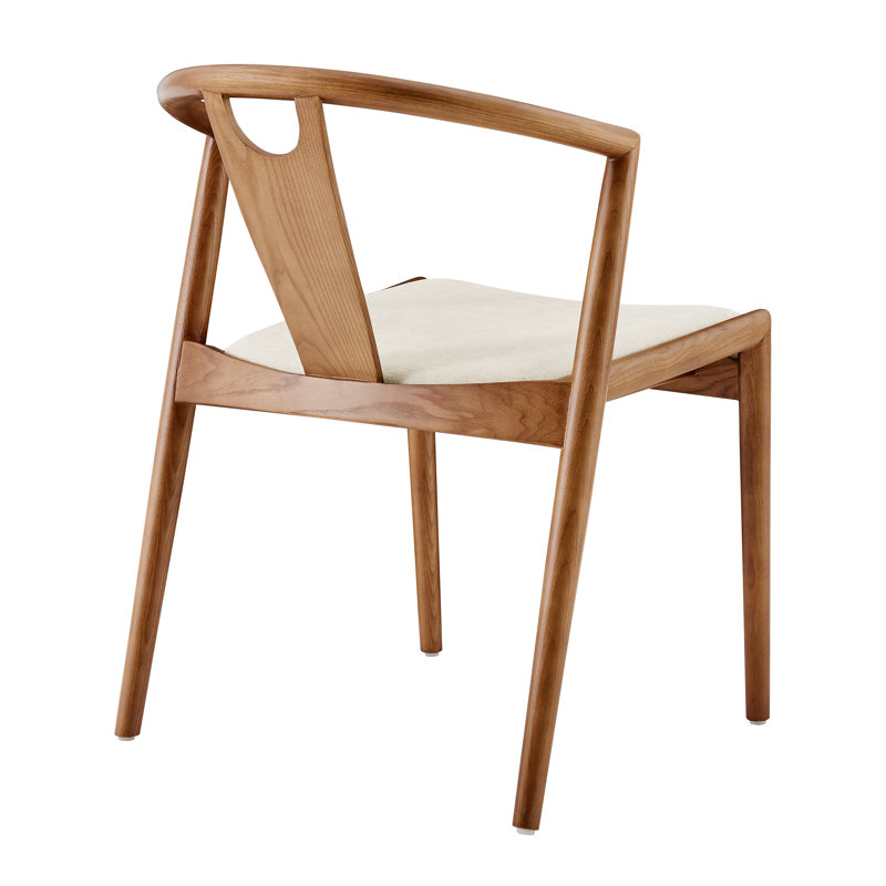 Ambra Upholstered Dining Chair, 2, Natural/Walnut Stained