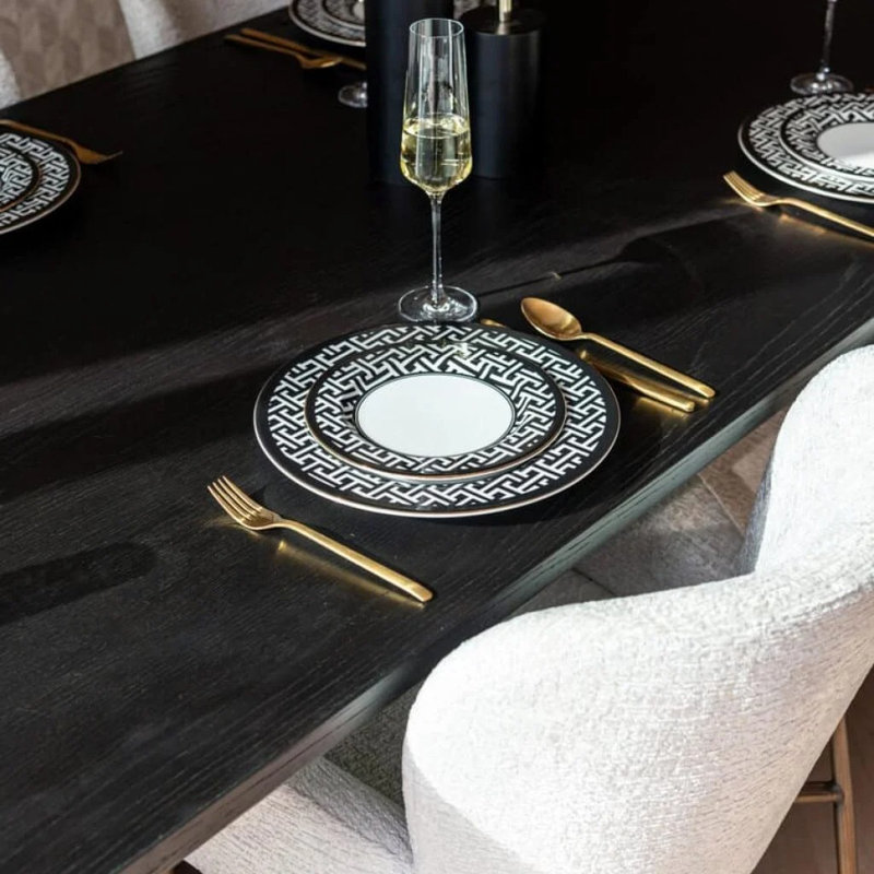 Fairmont Oval Solid Oak Dining Table, Black, 39" W x 93" L