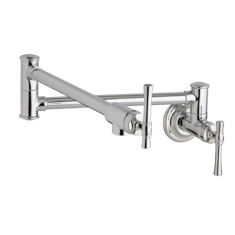 Pull Down Double Handle Kitchen Faucet With Deck Plate And Handles