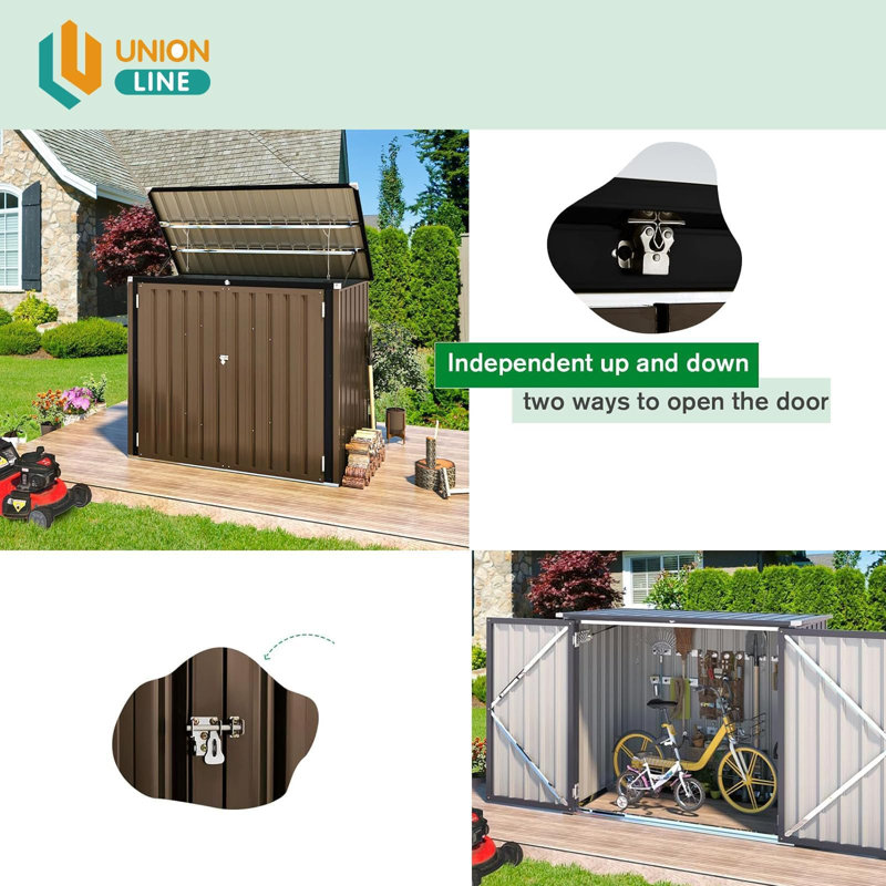 Outdoor Waterproof 5 ft. W x 3 ft. D Metal Flat Storage Shed, Brown