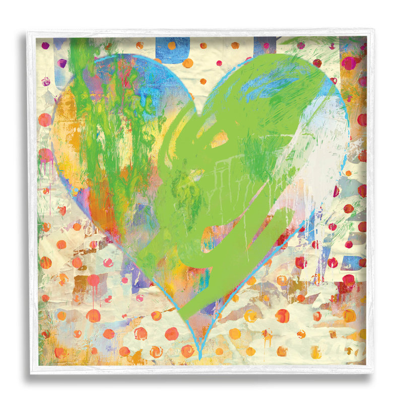 «Lime Green» à motifs en forme de cœur, estampe numérique par Porter Hastings, H 24 po x l 24 po x P 1,5 po