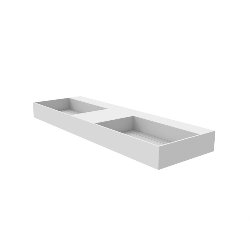 Juniper 60" Rectangular Modern Wall Mounted Bathroom Sink with Concealed Drain Plate - White, No Faucet Hole, White, No Hole