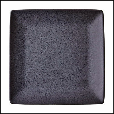 Stylish Dark Gray Stoneware Square-Shaped Dinner Plate with Reactive Glaze, Perfect for Modern Dining and Easy Maintenance.
