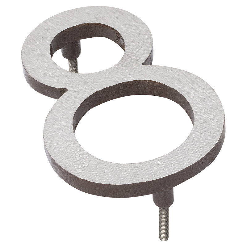 l 4 pi 5 po x Numéro de maison à fixation flottante, 3, Nickel satiné / bronze romain