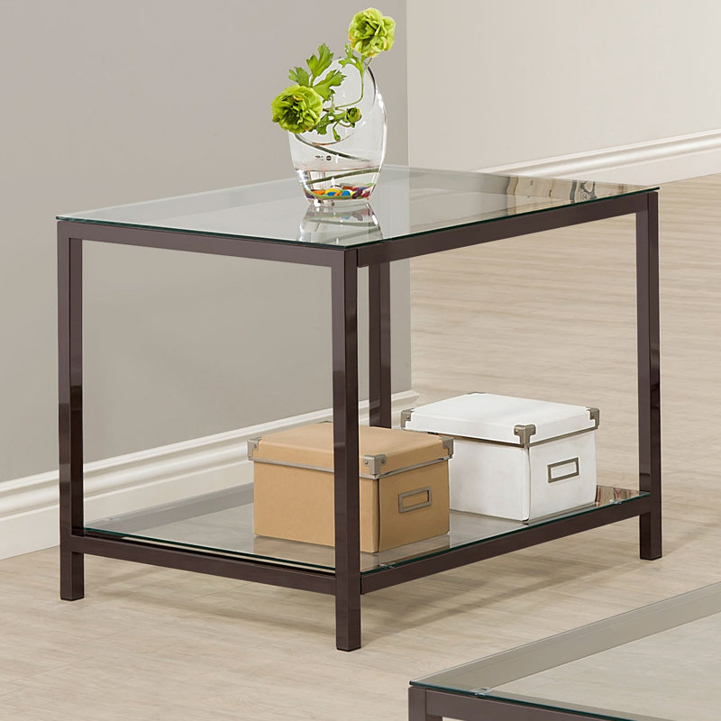 1-Shelf Glass Top Side End Table