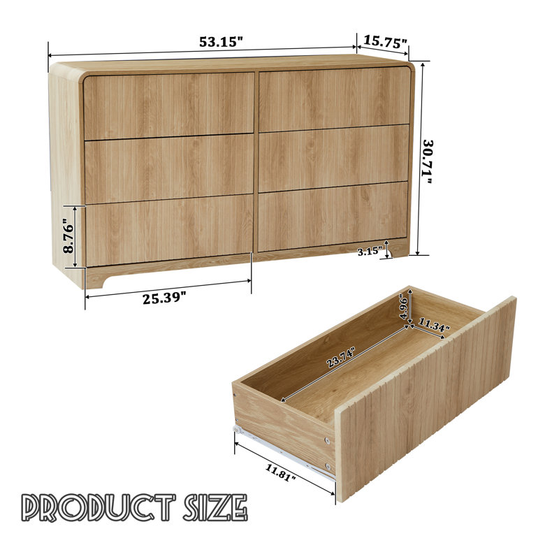 Servidia 6-Drawer Double Dresser (53.2" W), Yellow