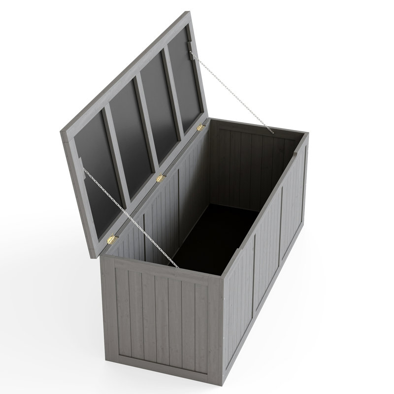 112 Gallon Wooden Deck Box With Natural Wood Finish For Outdoor Use - Spacious, Low Maintenance, And Secure Storage Poolside Pool , Patio Cushions, Garden Equipment Easy To Versatile