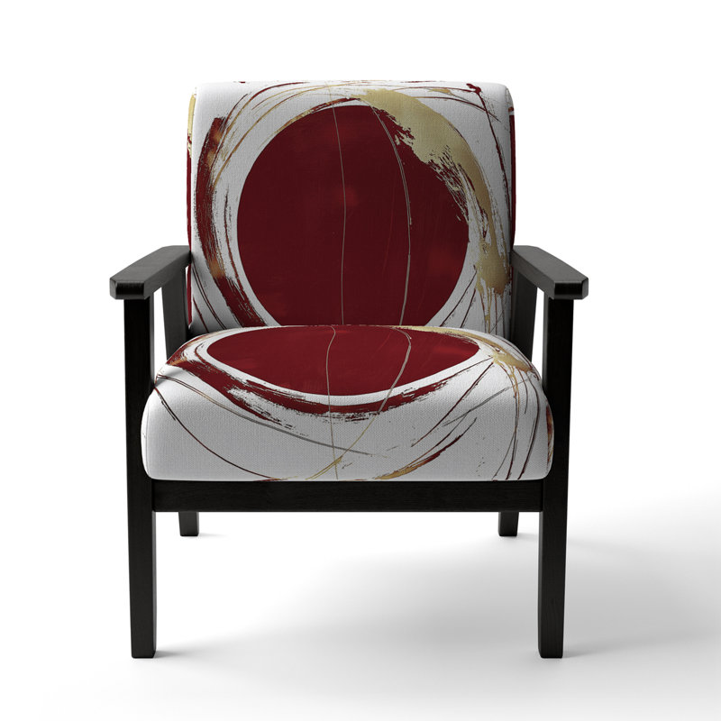Fauteuil d'appoint rembourré «Giampaola - Gold Circle», Doré / rouge
