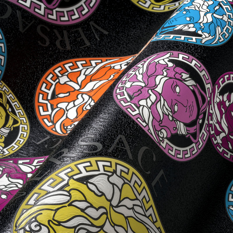 Versace Midnight Sky Monarch Unpasted Vinyl Wallpaper, Multicolor/Black