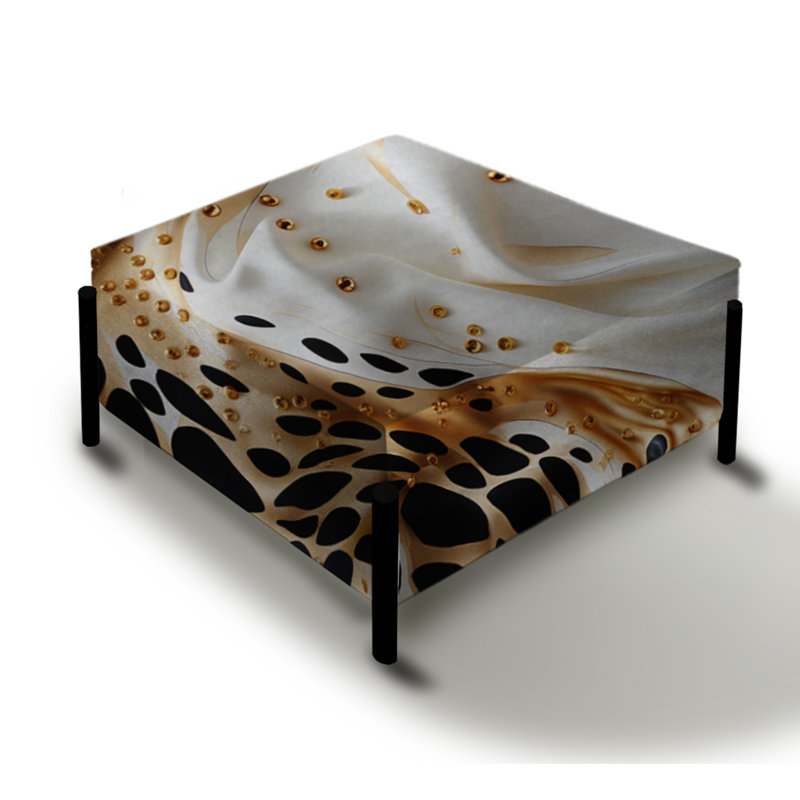 Grand repose-pieds carré noir et doré Glam Marble
